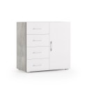 Kommode Sideboard mit 4 Schubladen modernes Design Grau Weiß