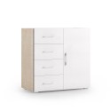 Moderne Kommode für das Schlafzimmer, 4 Schubladen, weißes Holz Angebot