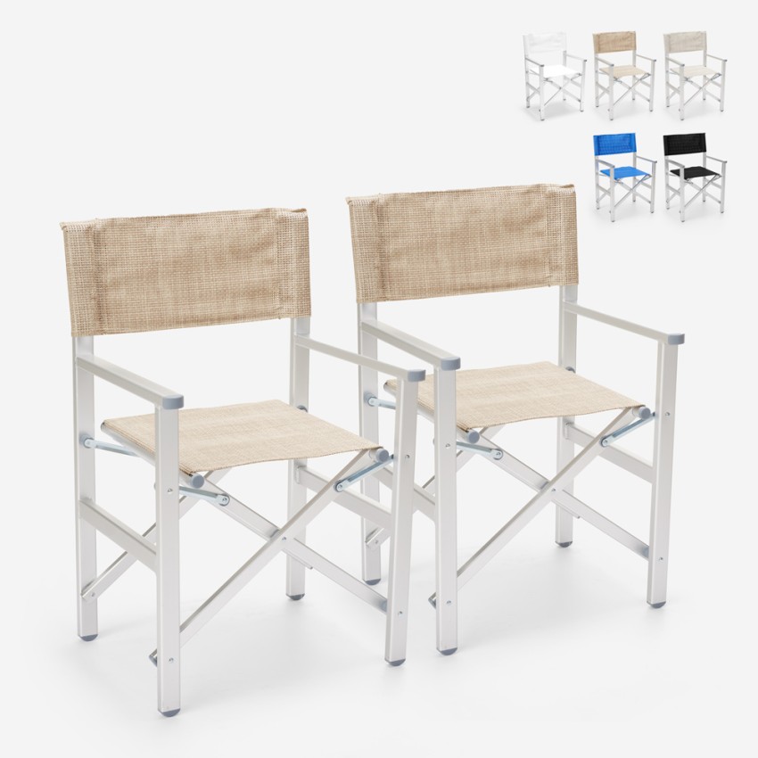 2er Set klappbare Strandstühle Klappstühle aus Aluminium Regista Gold Lagerbestand