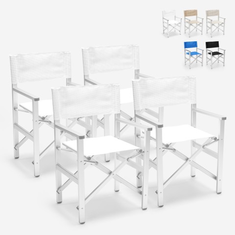 4 tragbare klappbare Strandkörbe aus Aluminium Textilene Regista Gold