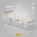 4er Set Strandliegen Liegestühle Sonnenliegen aus Aluminium Gabicce Gold 