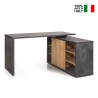 Schreibtisch Arbeitstisch Bürotisch Holz mit Ablagen Schiebetür Eichenholzfarbig Grau 150x120cm Core