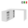 Schreibtisch mit seitlicher Verlängerung und Schubladen und Schiebetür 150x120cm Design Pegaso